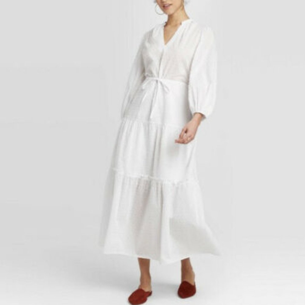 Target a new day tiered maxi dress white Small